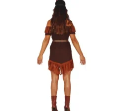Costume da indiana marrone con frange per donna