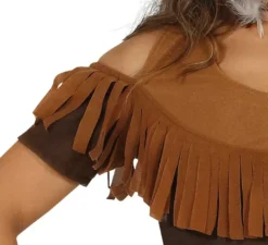Costume da indiana marrone con frange per donna