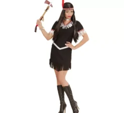 Costume da indiana nera con frange per donna