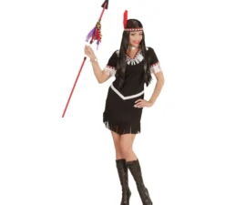 Costume da indiana nera con frange per donna
