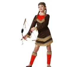 Costume da indiana rossa con frange per bambina
