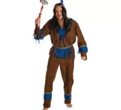 Costume da indiano con frange blu per uomo