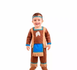 Costume da Indiano marrone con frange per bebé