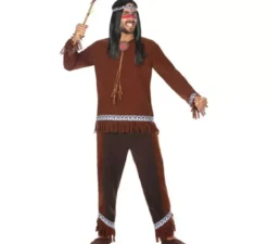 Costume da Indiano marrone con frange per uomo
