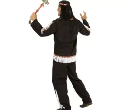 Costume da indiano nero con frange per uomo
