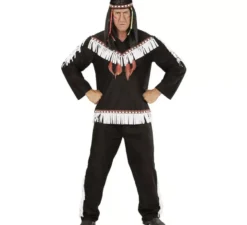 Costume da indiano nero con frange per uomo