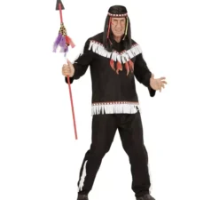 Costume da indiano nero con frange per uomo
