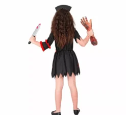 Costume da infermiera zombie nera per bambine