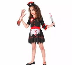 Costume da infermiera zombie nera per bambine