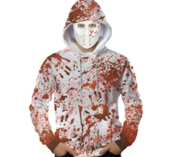 Costume da killer sanguinario con cappuccio e maschera per adulti