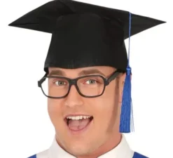 Costume da laureato nero e blu per adulto