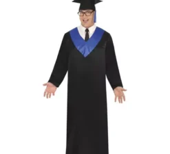 Costume da laureato nero e blu per adulto