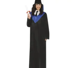 Costume da laureato nero e blu per adulto
