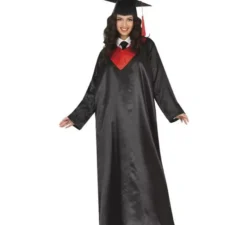 Costume da laureato nero e rosso per adulto