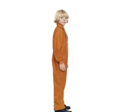 Costume da lavoratore arancione o tuta con chiusura frontale per bambini