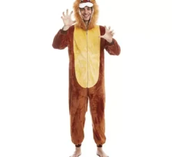 Costume da leone con cappuccio e criniera da uomo
