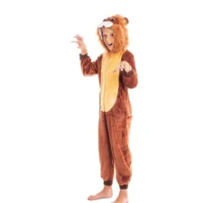 Costume da leone marrone con cappuccio per bambino