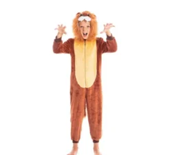 Costume da leone marrone con cappuccio per bambino