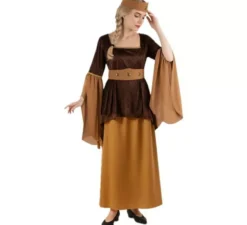 Costume da locandiere medievale marrone per una donna
