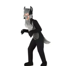 Costume da lupo peloso nero per bambino