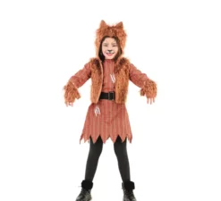 Costume da lupo per bambina con guanti per bambina