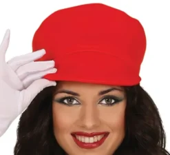 Costume da macchinista rosso per donna