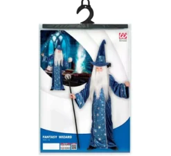 Costume da mago delle fiabe blu per bambini e ragazzi