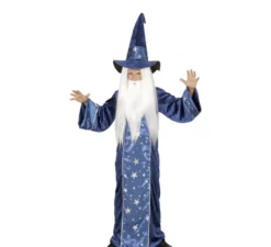 Costume da mago delle fiabe blu per bambini e ragazzi