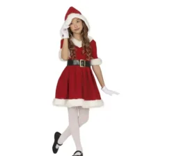 Costume da mamma natalizia con abito con cappuccio per bambina