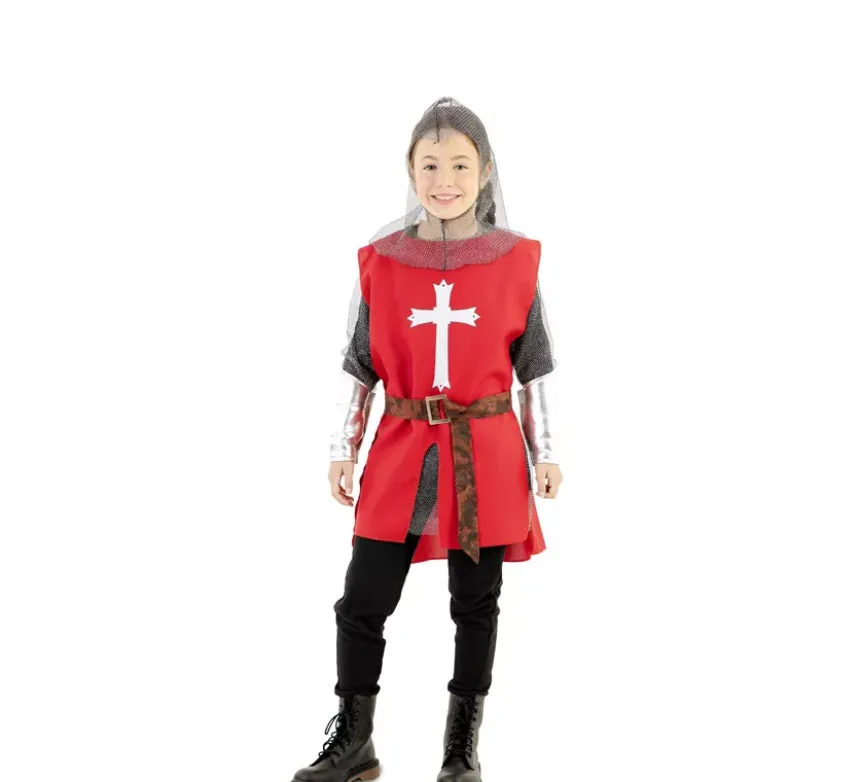 Costume da mantello da guerriero medievale rosso per bambini