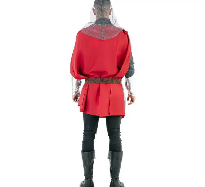 Costume da mantello da guerriero medievale rosso per uomo