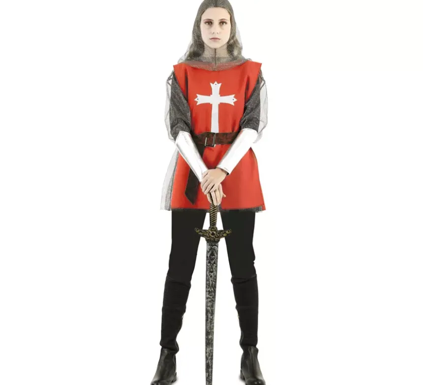 Costume da mantello da guerriero medievale rosso per uomo