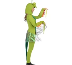 Costume da mantide verde per adulto con cappuccio e ali