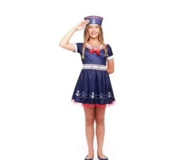 Costume da marinaia Pin Up blu navy per bambina