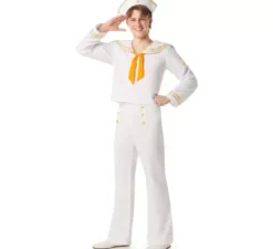 Costume da marinaio bianco con pantaloni per uomo