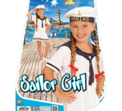 Costume da marinaio bianco in abito per bambina