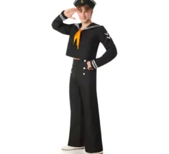 Costume da marinaio nero con pantaloni per uomo