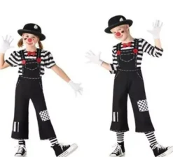Costume da mimo divertente a righe per bambini