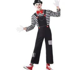 Costume da mimo divertente a righe per uomo