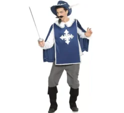 Costume da moschettiere blu per un uomo