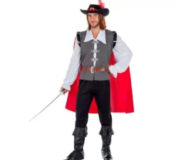 Costume da Moschettiere grigio per uomo
