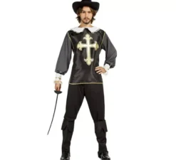 Costume da moschettiere nero per un uomo