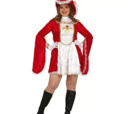 Costume da moschettiere rosso con fleur de lis per donna