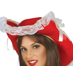 Costume da moschettiere rosso con fleur de lis per donna