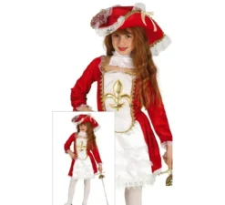 Costume da Moschettiere rosso Giglio per bambina