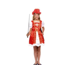 Costume da moschettiere rosso per bambina