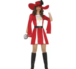 Costume da moschettiere rosso per donna