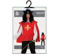 Costume da moschettiere rosso per uomo