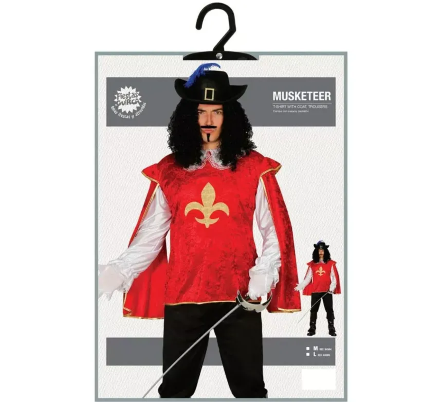 Costume da moschettiere rosso per uomo