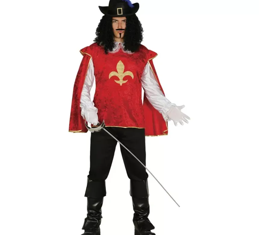 Costume da moschettiere rosso per uomo